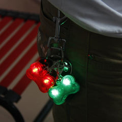 Hueso led intermitente con placa identificativa para mascota.