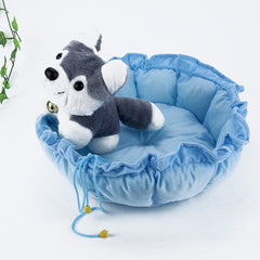 Cama calida y acogedora plegable para tu mascota con corazones.