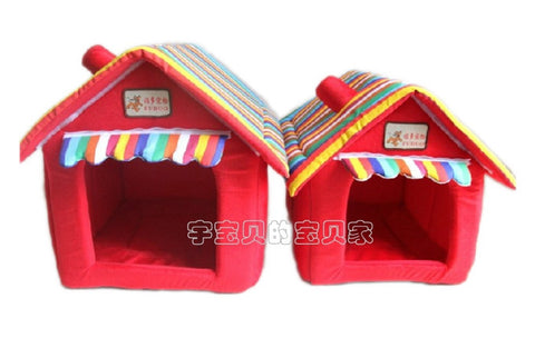 Original casa par tu mascota de techo multicolor.